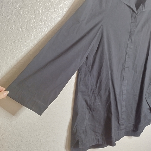 Lafayette 148 new York button down business casual tunic blouse black sz L - Picture 4 of 8